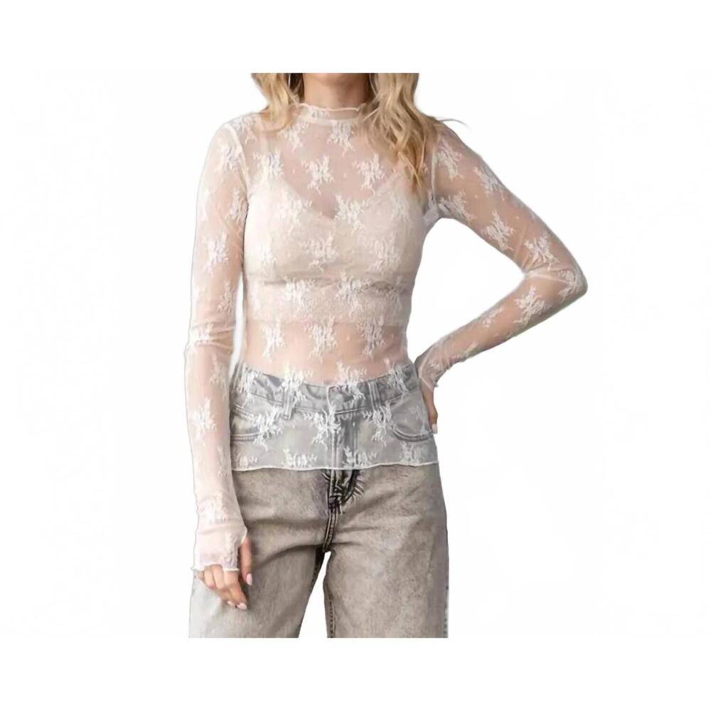 NEW VEVERET sheer elegance lace top in ivory